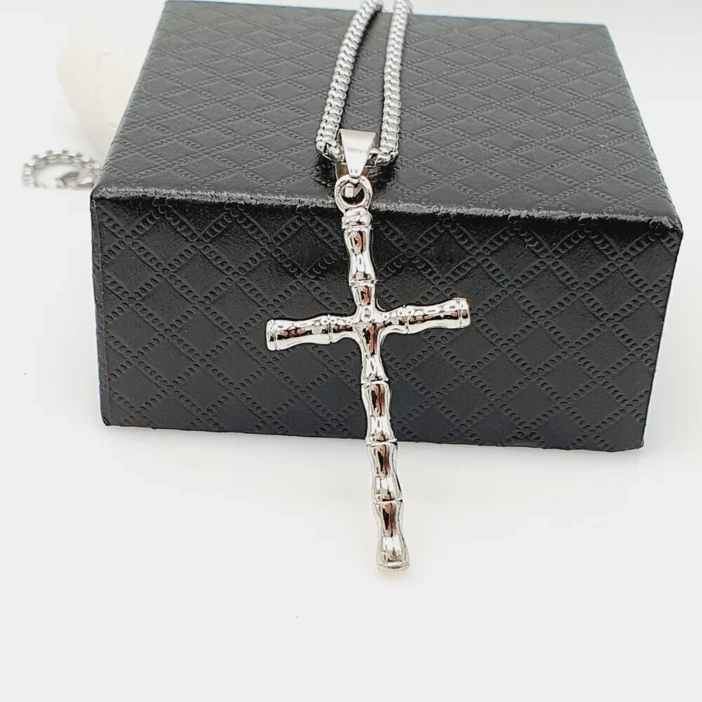 ❤️Fashionable Bamboo Cross Christian Pendant Necklace for women/men,N90201P196